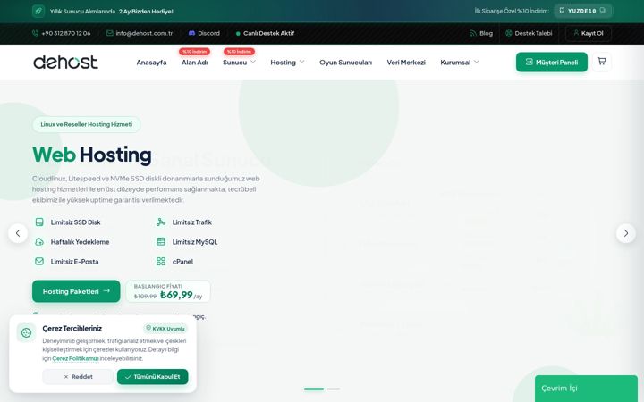 Screenshot of dehost.com.tr