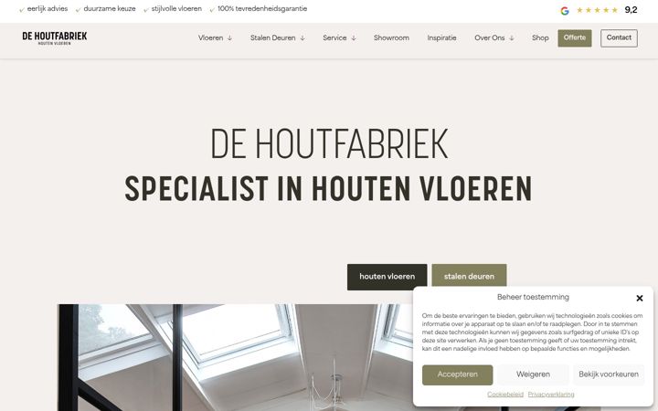Skærmbillede af dehoutfabriek.nl