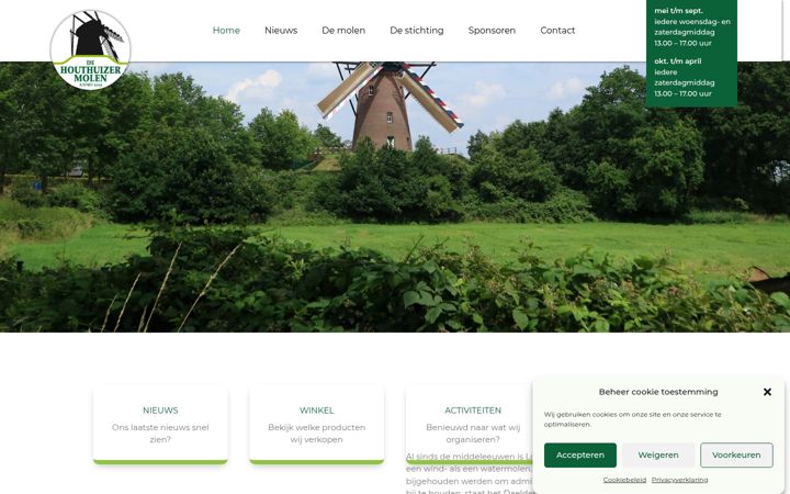 Skærmbillede af dehouthuizermolen.nl