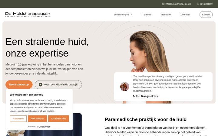Skjermbilde av dehuidtherapeuten.nl