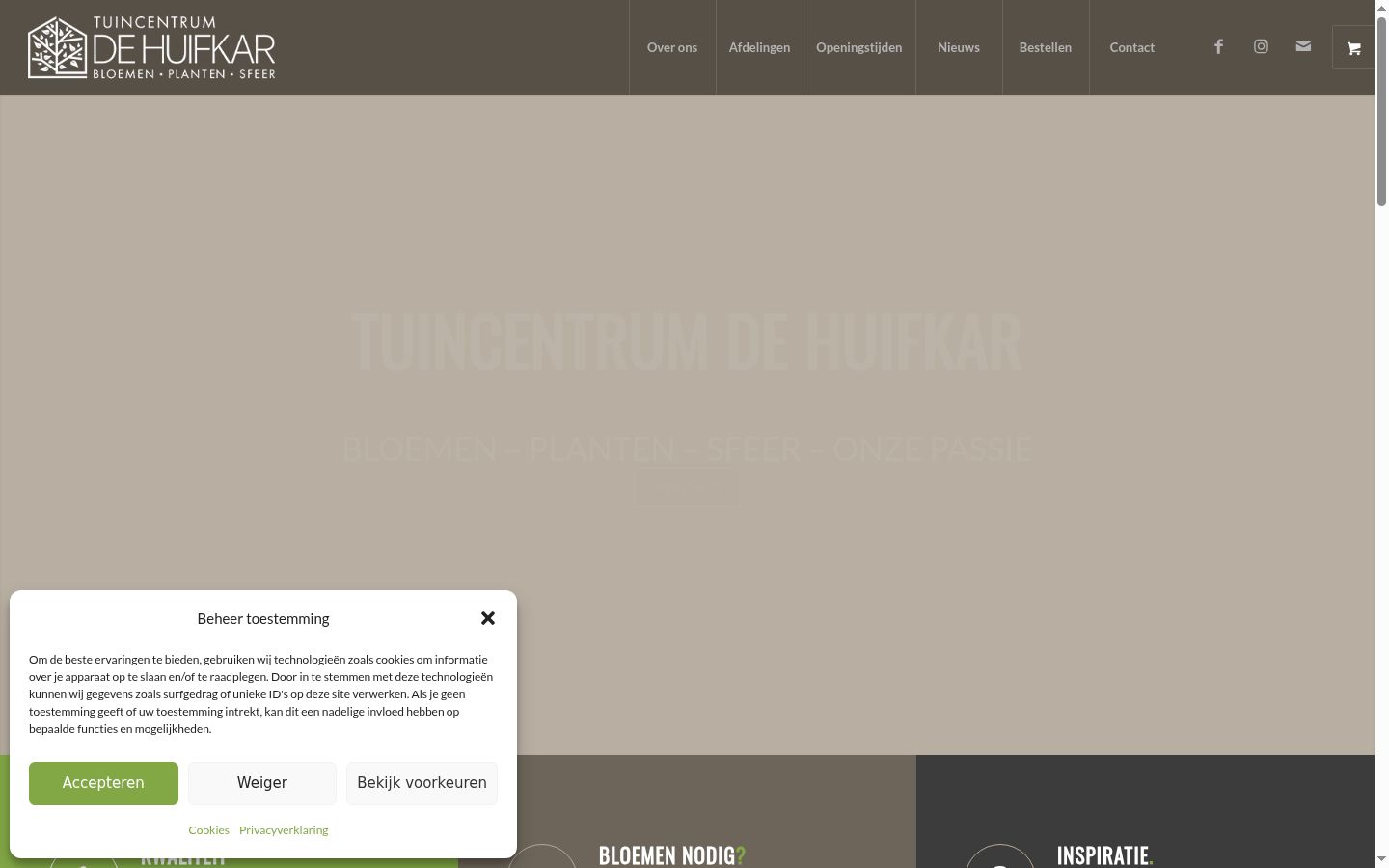 Screenshot van de toestemmingsbanner zoals getoond vóór enige interactie
