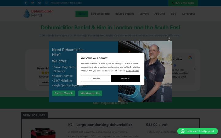 Screenshot του dehumidifier-rental.co.uk