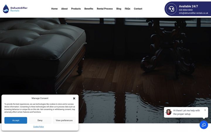 Screenshot of dehumidifier-rentals.co.uk