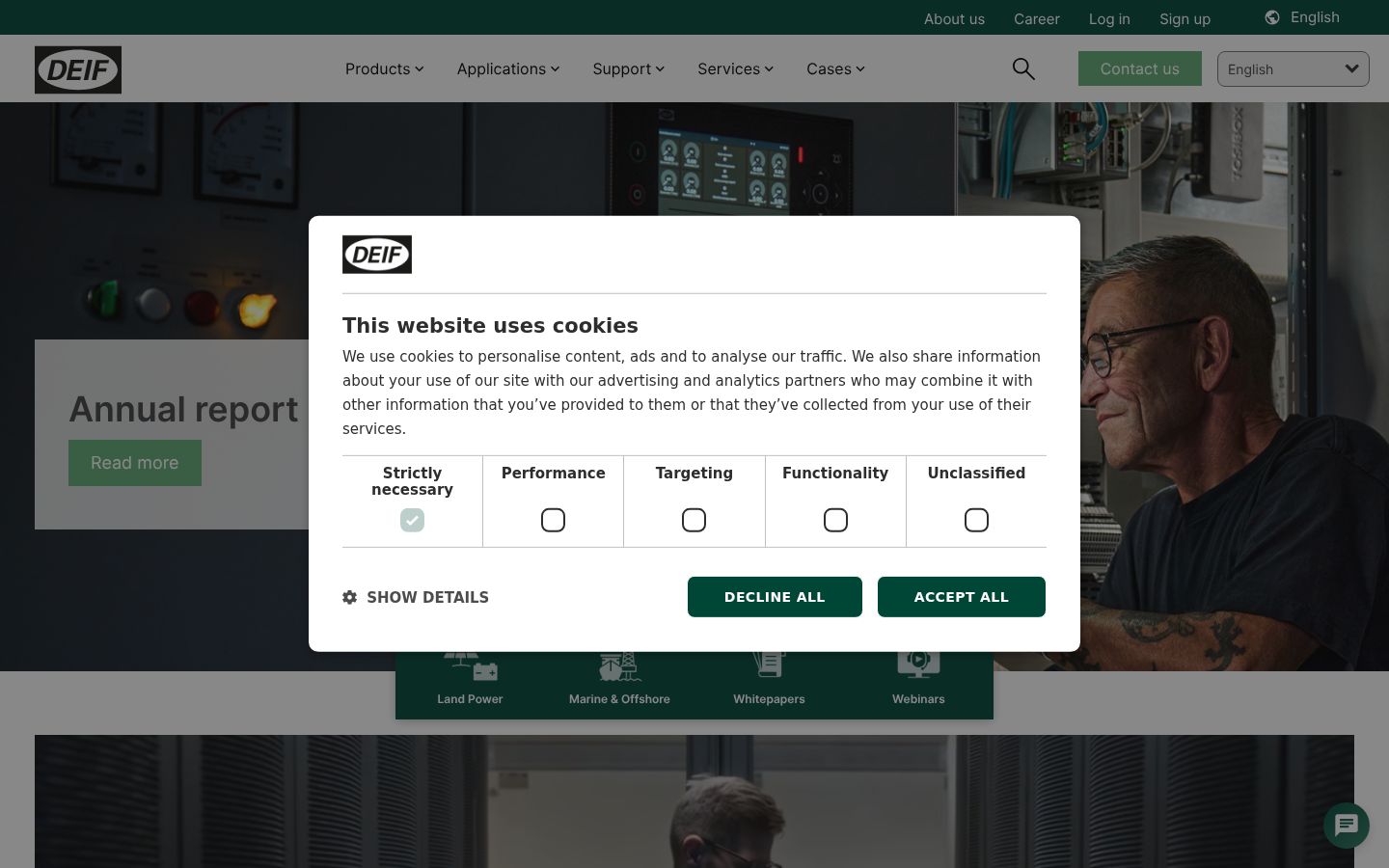 Screenshot of the consent banner shown before any interaction
