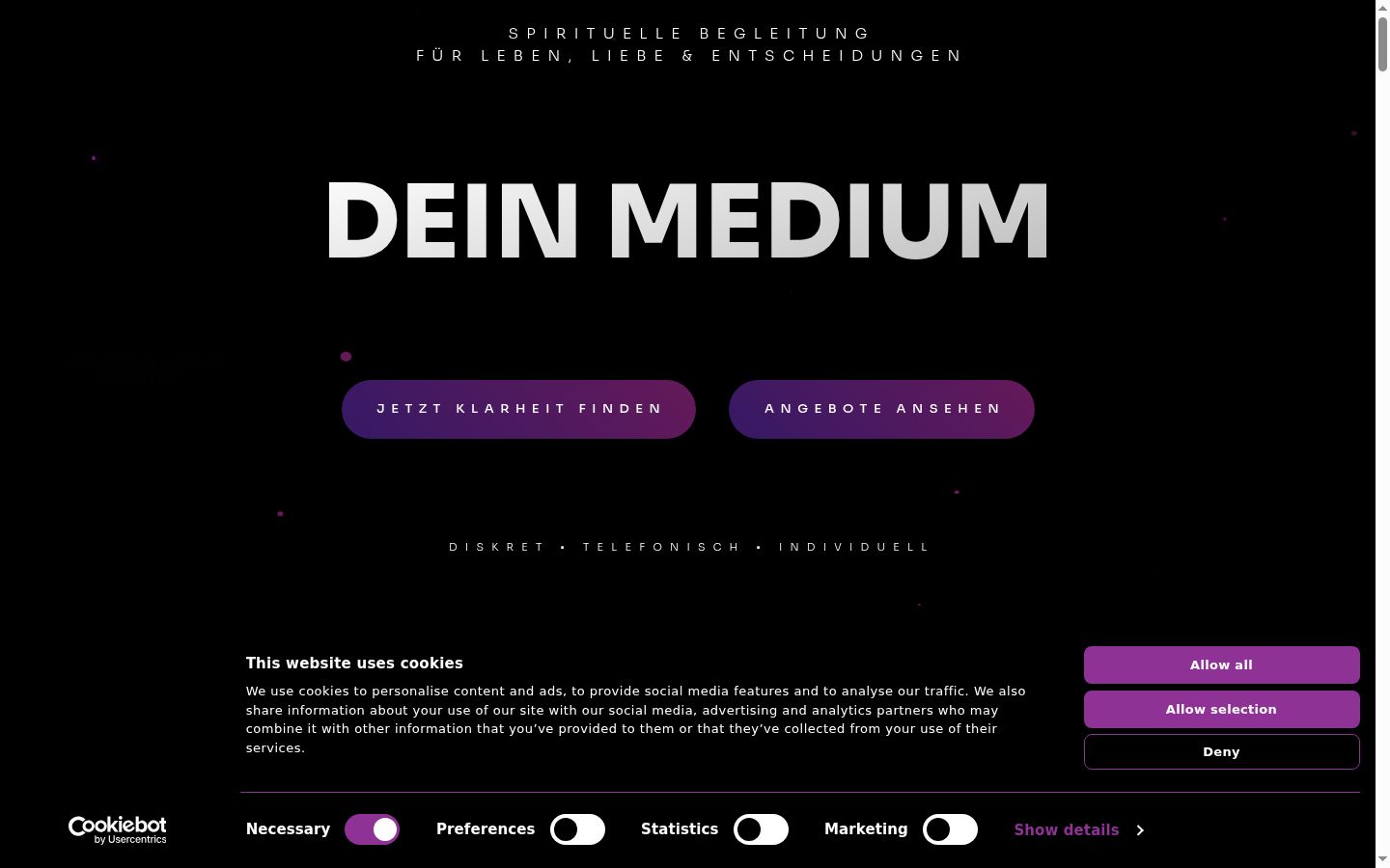 Screenshot des Einwilligungsbanners vor jeglicher Interaktion