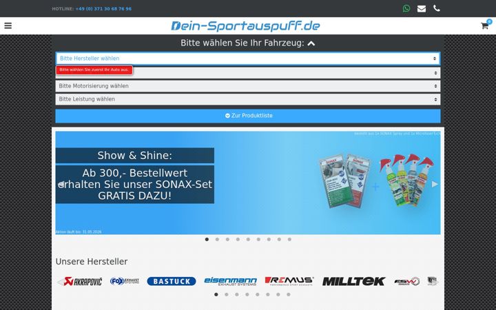 Zrzut ekranu dein-sportauspuff.de