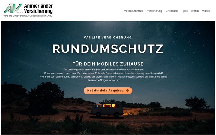 Screenshot of dein-vanlife-versichern.de