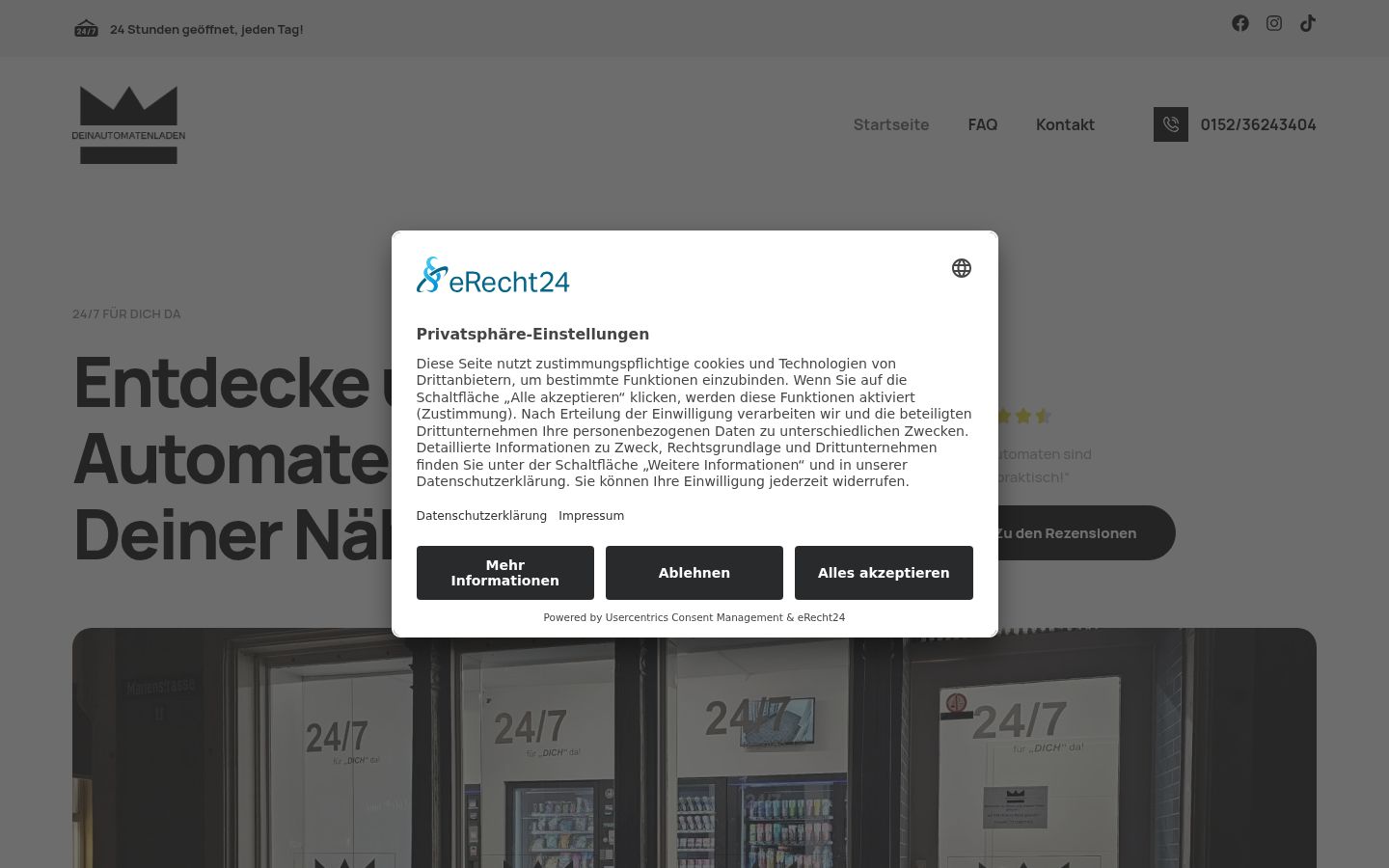 Screenshot of the consent banner shown before any interaction