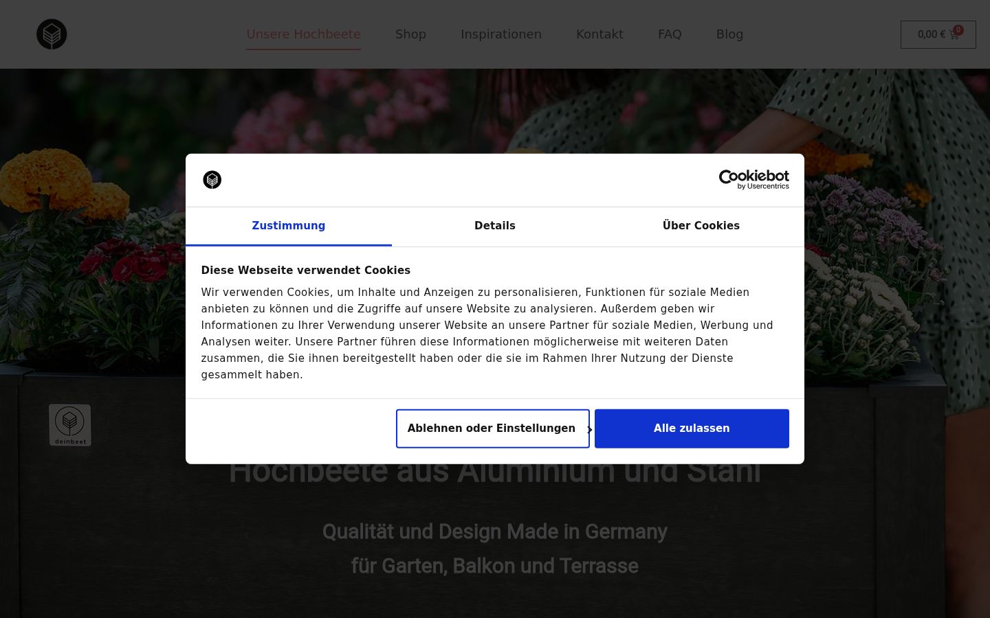 Screenshot of the consent banner shown before any interaction