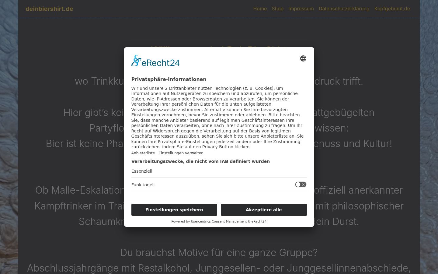 Screenshot del banner di consenso mostrato prima di qualsiasi interazione