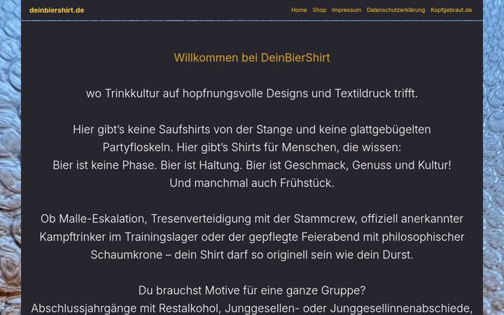 Screenshot of deinbiershirt.de