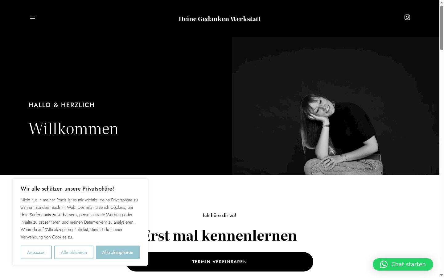 Screenshot des Einwilligungsbanners vor jeglicher Interaktion