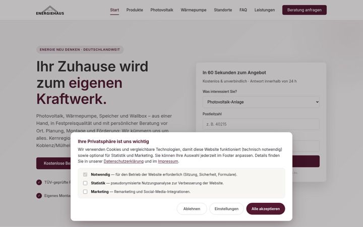 Screenshot of deinenergiehaus.de