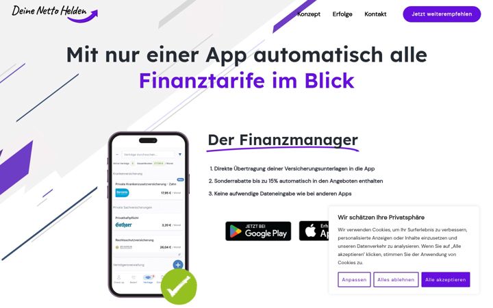 Screenshot of deinenettohelden.de