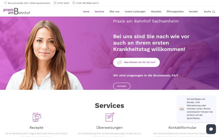 Screenshot of deinepraxisambahnhof.de