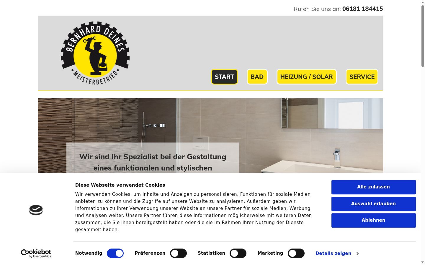 Screenshot del banner di consenso mostrato prima di qualsiasi interazione