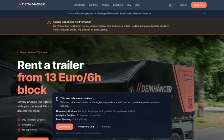 Screenshot of deinhaenger.com