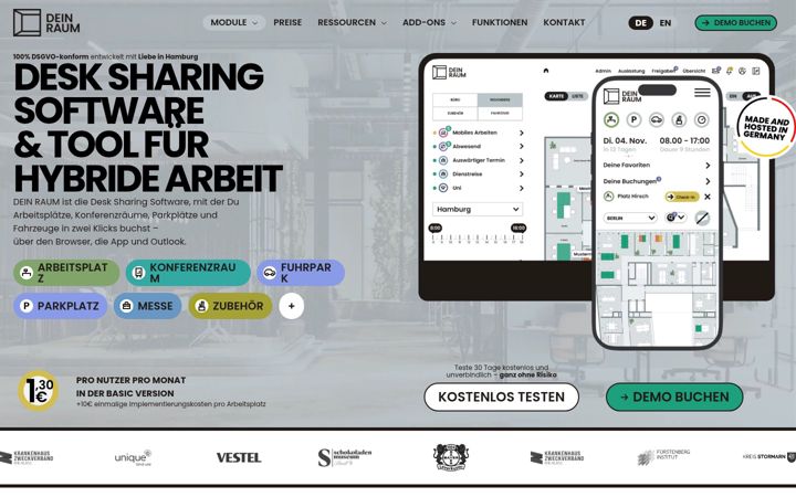 Екранна снимка на deinraum.io