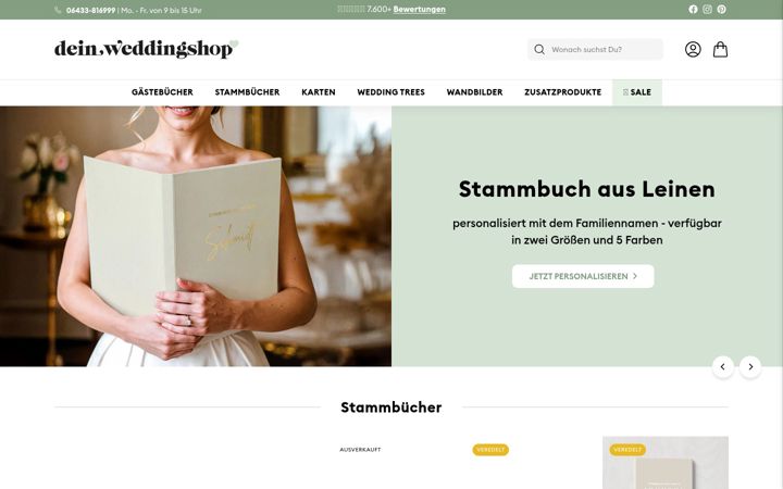Screenshot of deinweddingshop.de