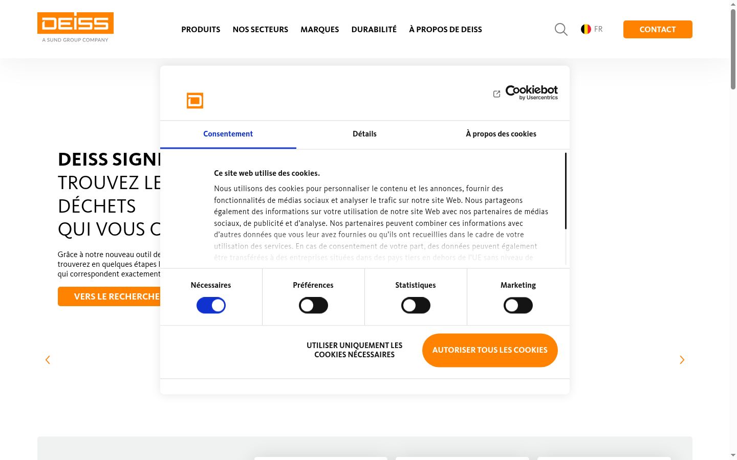Screenshot of the consent banner shown before any interaction