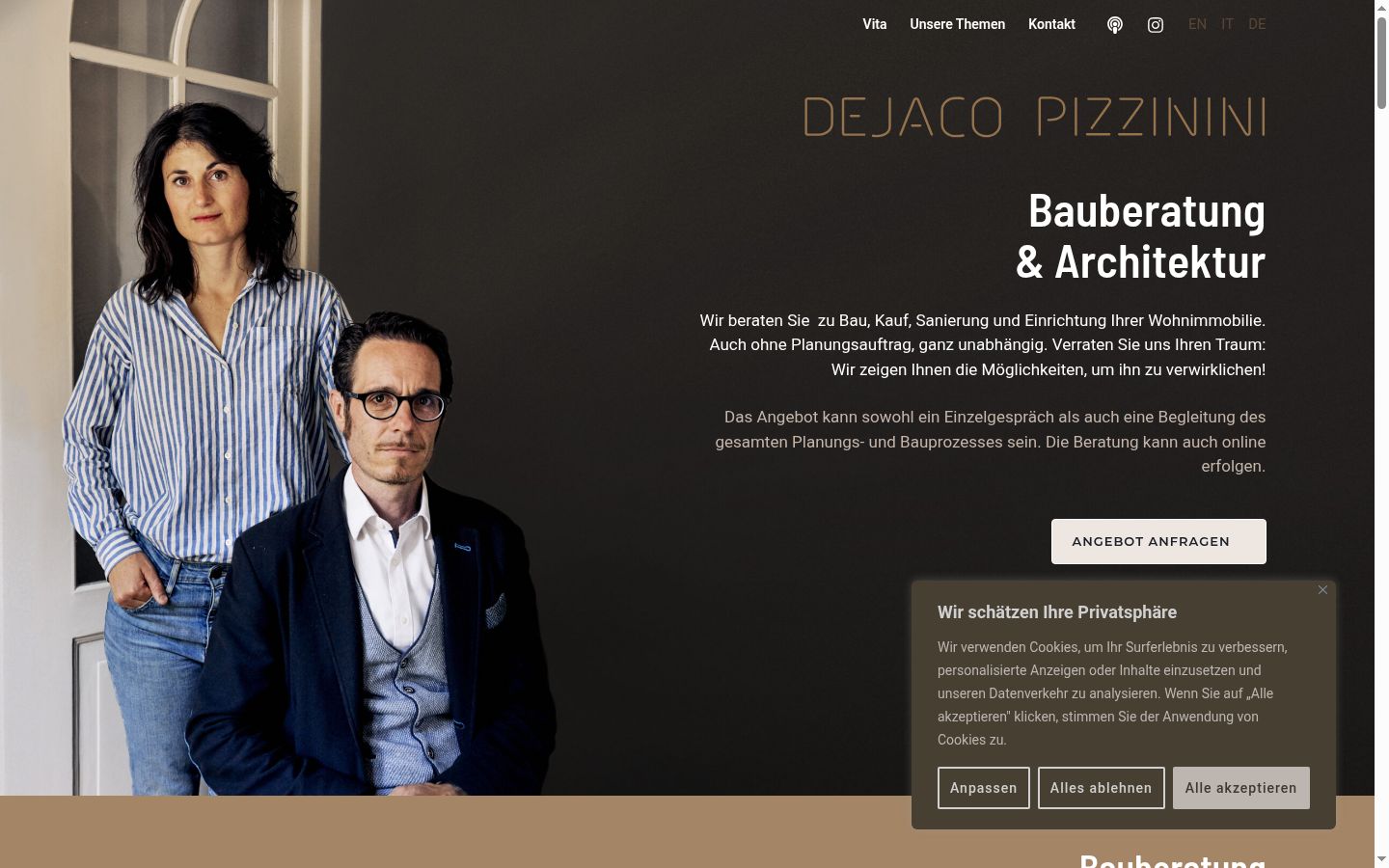 Screenshot of the consent banner shown before any interaction
