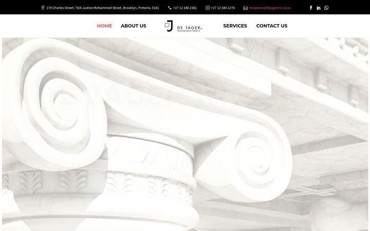 Snímek obrazovky dejagerinc.co.za