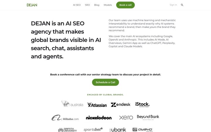 Screenshot of dejan.ai