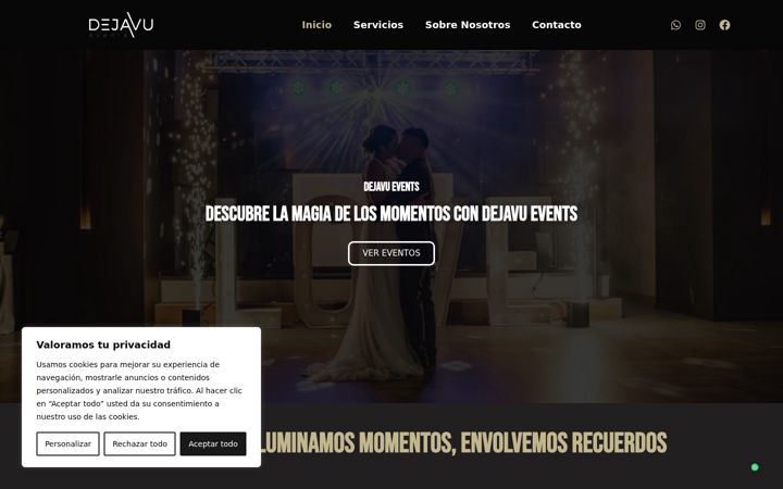 Screenshot van dejavuevents.es