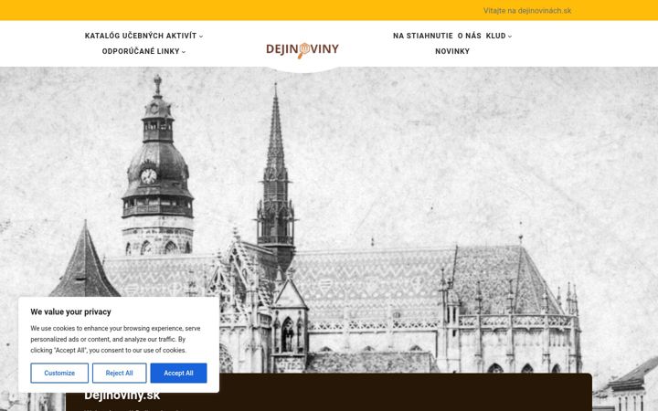 Screenshot of dejinoviny.sk