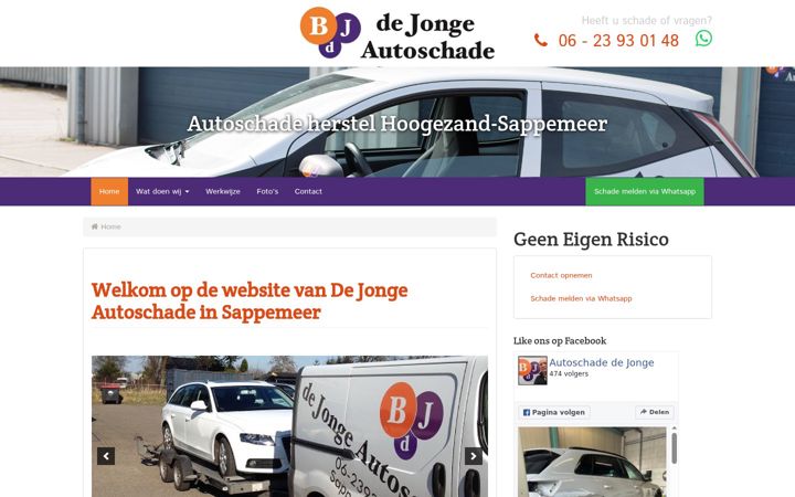Zrzut ekranu dejongeautoschade.nl