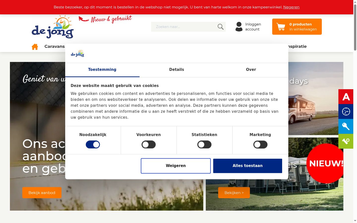 Skærmbillede af samtykkebanneret, som det blev vist før nogen interaktion