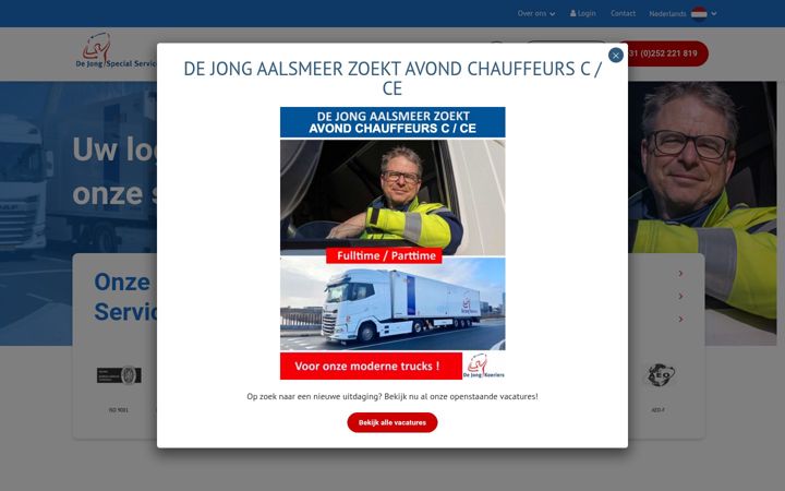 Screenshot ta' dejongkoeriers.nl