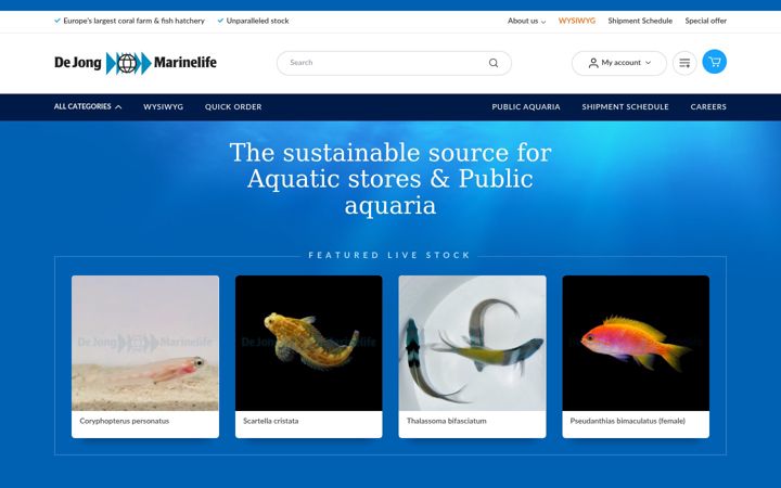 Zrzut ekranu dejongmarinelife.nl