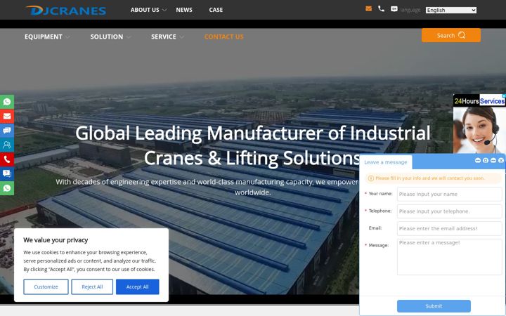 Screenshot of dejuncranes.com