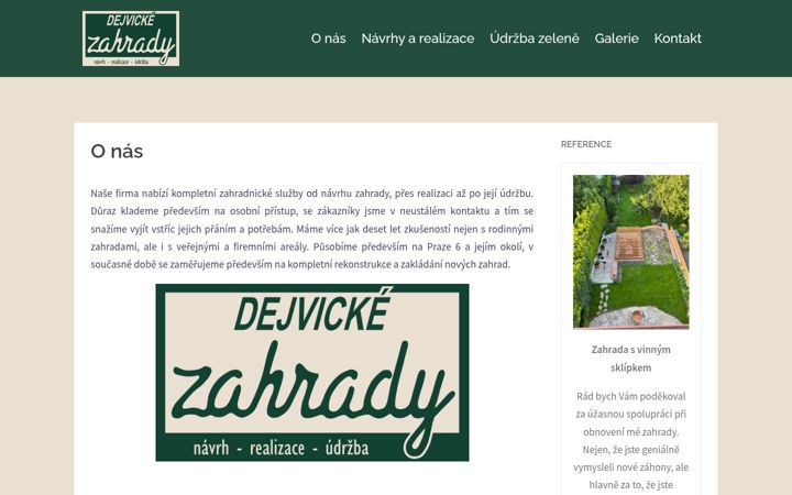 Ekrānuzņēmums no dejvickezahrady.cz