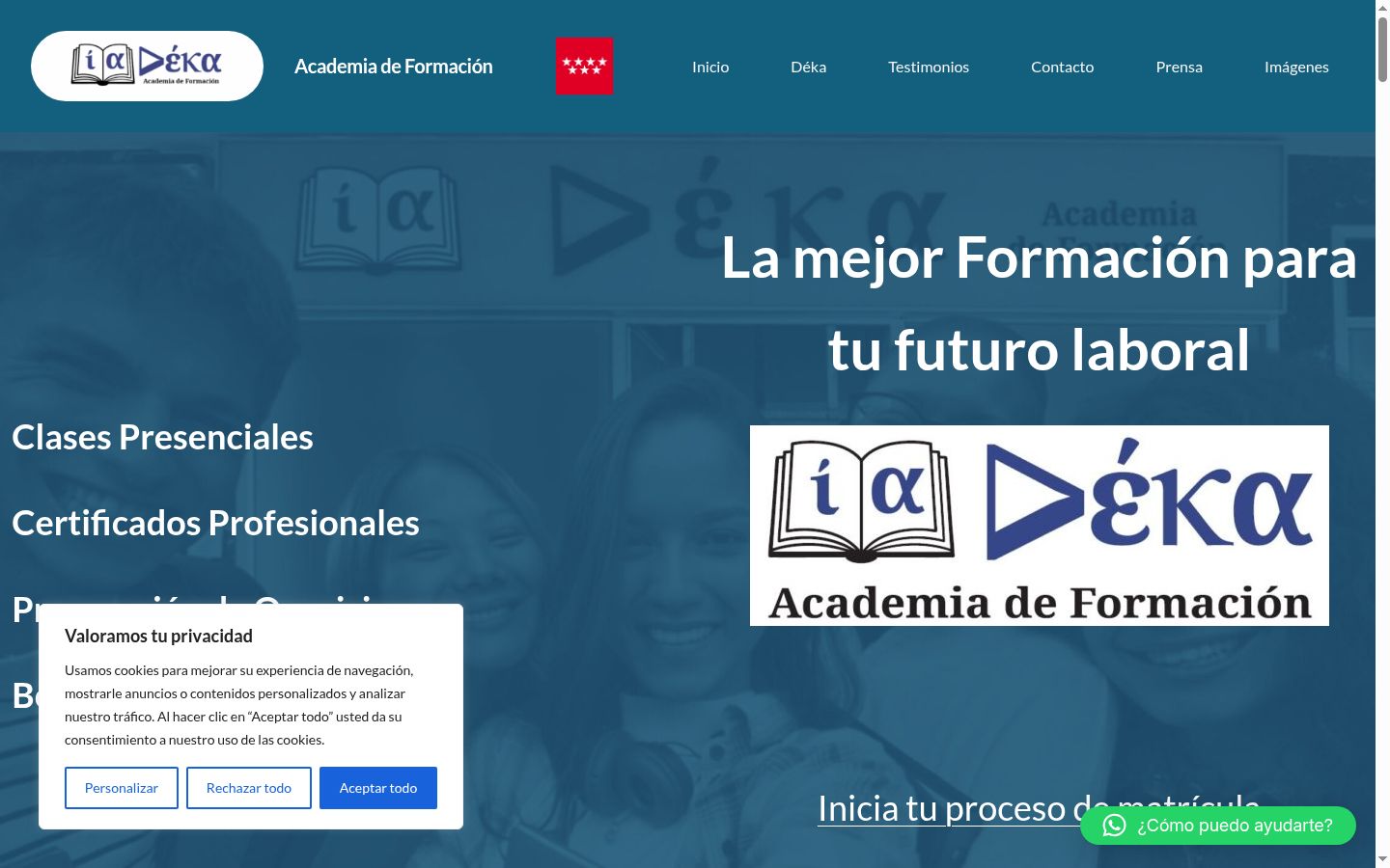 Captura de ecrã do banner de consentimento apresentado antes de qualquer interação