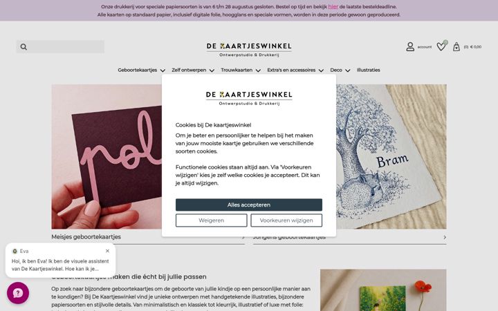 Screenshot ta' dekaartjeswinkel.nl