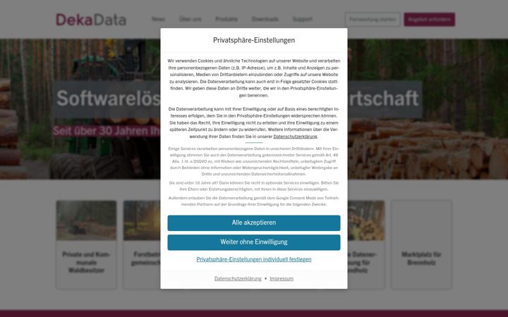 Screenshot of dekadata.de