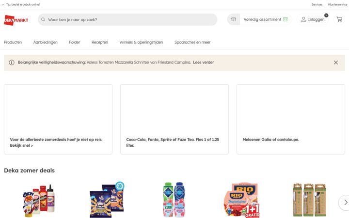 Skjámynd af dekamarkt.nl