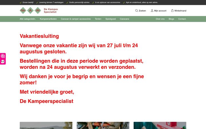 Screenshot stránky dekampeerspecialist.nl