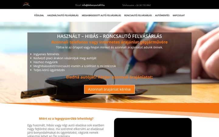 Zrzut ekranu dekanyautokft.hu