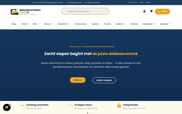 Screenshot stránky dekbedovertrekkenkopen.nl
