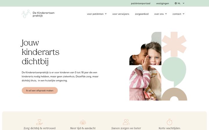 Screenshot stránky dekinderartsenpraktijk.nl