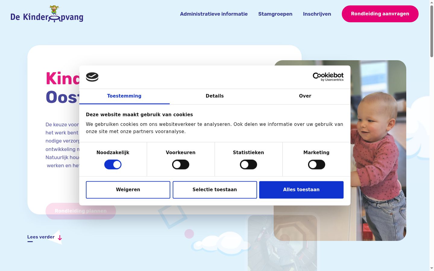Screenshot des Einwilligungsbanners vor jeglicher Interaktion