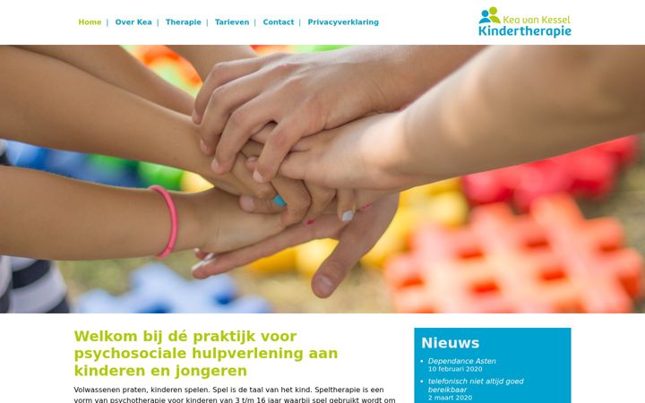 Screenshot stránky dekindertherapiepraktijk.nl