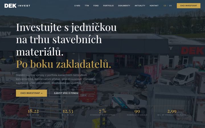 Skärmbild av dekinvest.cz