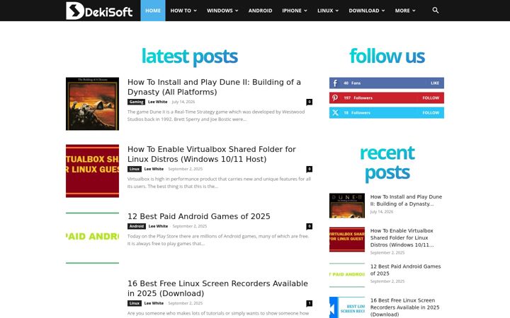 Screenshot of dekisoft.net