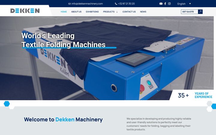 Screenshot of dekkenmachinery.com
