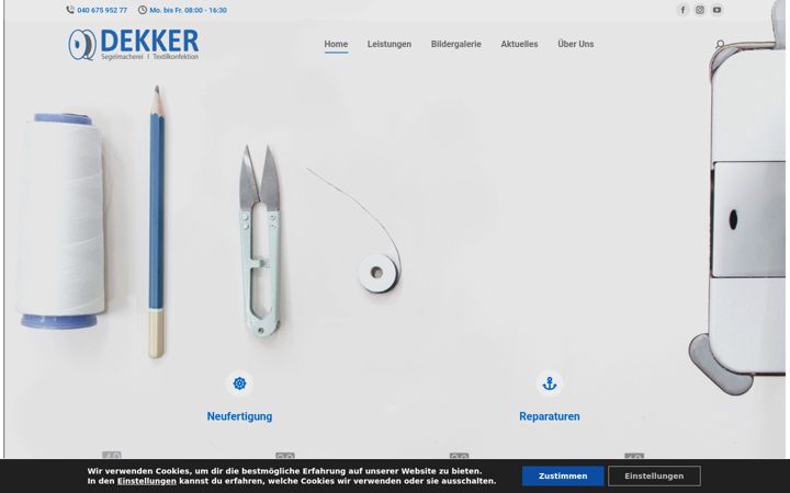Screenshot of dekker-segelmacherei.de