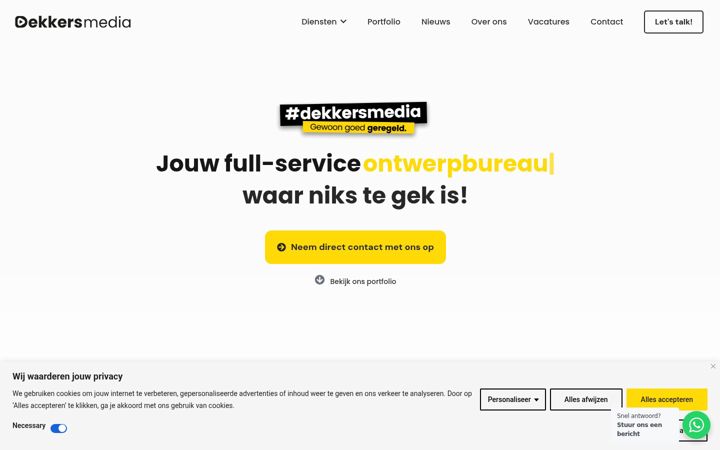 Screenshot stránky dekkersmedia.nl
